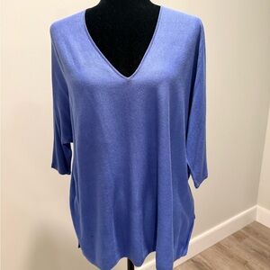 Massimo Dutti Periwinkle V-Neck Oversized Knit Sweater